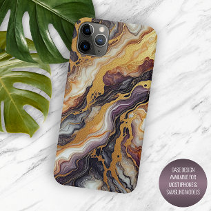 Coque Case-Mate iPhone Marbre artistique de couleur violet foncé noir gri