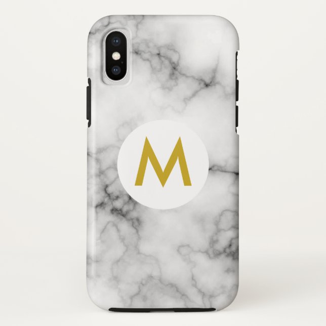 Coques Case-Mate iPhone marbre avec monogramme (Dos)