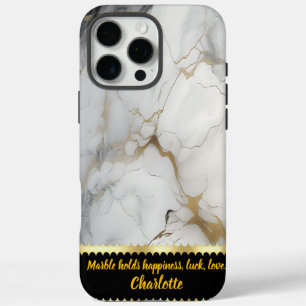 Coque iPhone 16 Pro Max Marbre blanc aux veines d'or fin