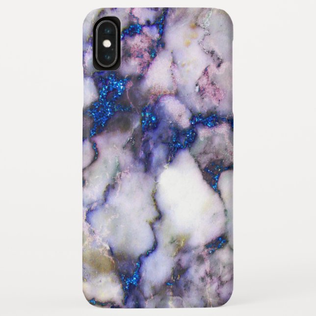 Coques Case-Mate iPhone Marbre blanc Avec Parties scintillant Rose Et Bleu (Dos)