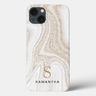 Case-Mate iPhone Case Marbre blanc chic parties scintillant or monogramm