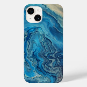 Coque Case-Mate iPhone Marbre blanc cyan bleu Acrylique Abstraction