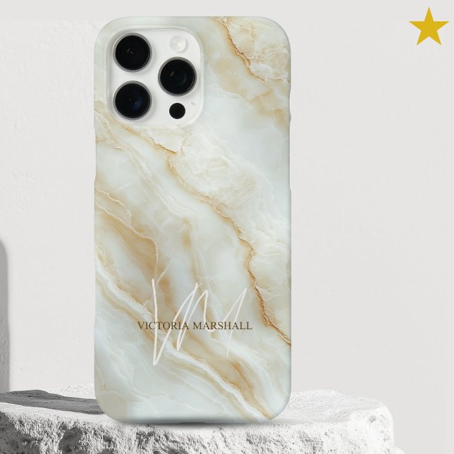 Coques Case-Mate iPhone Marbre Blanc Élégant Monogramme de Nom Personnalis (Créateur téléchargé)