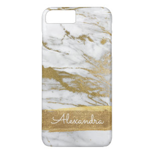 Coque iPhone 8 Plus/7 Plus Marbre blanc et or avec huile d'or et Parties scin