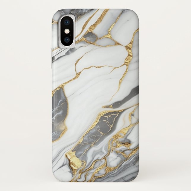 Coques Case-Mate iPhone Marbre blanc et or élégant  (Dos)