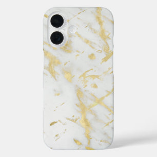 Coques iPhone 16 Marbre blanc et or Style Moderne Design Luxueux