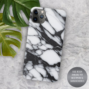 Coque Case-Mate iPhone Marbre blanc noir gris élégant Vagues Motif d'art