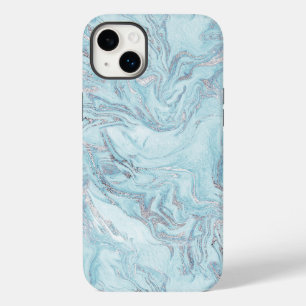Coque Case-Mate iPhone Marbre bleu Aqua Silver