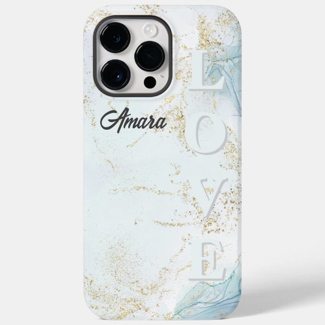 Coques Case-Mate iPhone Marbre Bleu Clair Personnalisé (Verso)