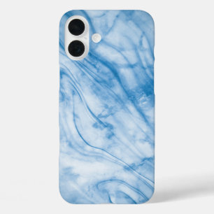Coque Pour iPhone 16 Plus Marbre Bleu Élégant