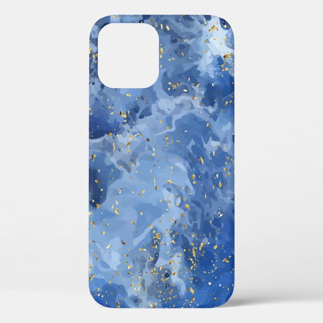 Coques Case-Mate iPhone Marbre bleu et texture or (Verso)