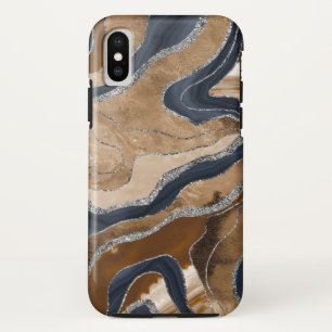 Case-Mate iPhone Case Marbre bleu marine Agate Argent Parties scintillan