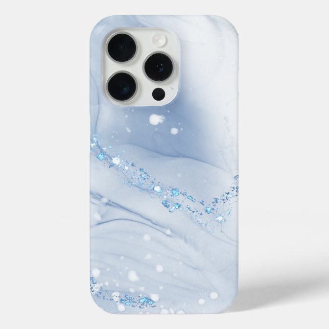 Coques Case-Mate iPhone Marbre bleu poussiéreux en pierre moderne (Verso)