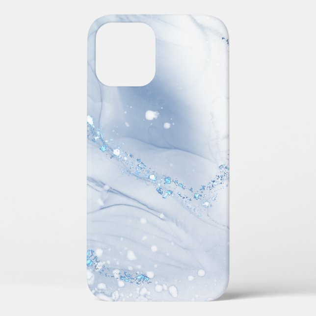 Coques Case-Mate iPhone Marbre bleu poussiéreux en pierre moderne (Verso)