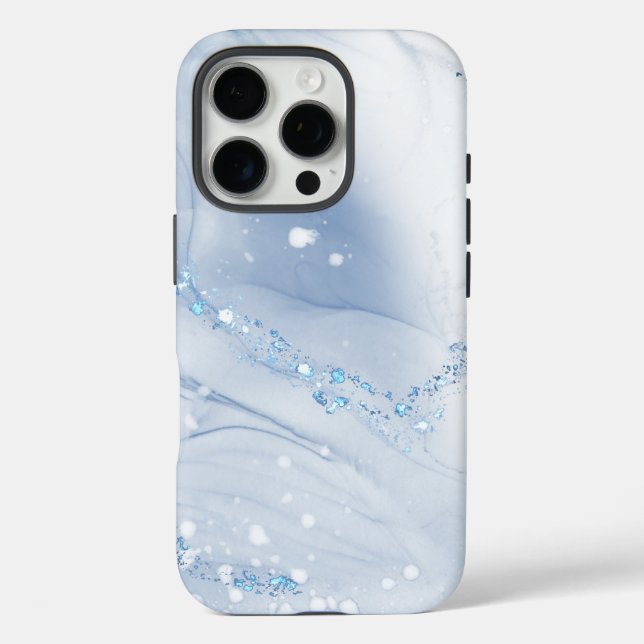 Coques Case-Mate iPhone Marbre Bleu Poussiéreux en Pierre Moderne (Verso)