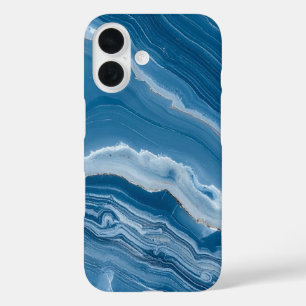 Coque Pour iPhone 16 Marbre bleu poussiéreux en pierre moderne
