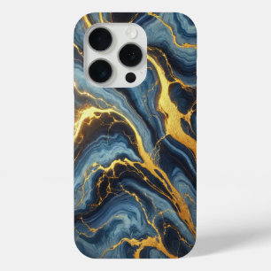 Coque Case-Mate iPhone Marbre Bleu Royal avec Veines d'or