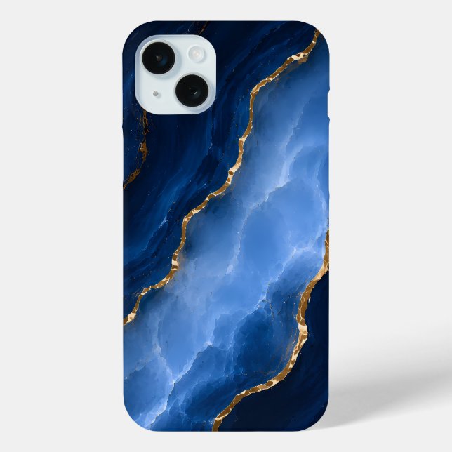 Coques Case-Mate iPhone Marbre bleu saphir de luxe (Verso)
