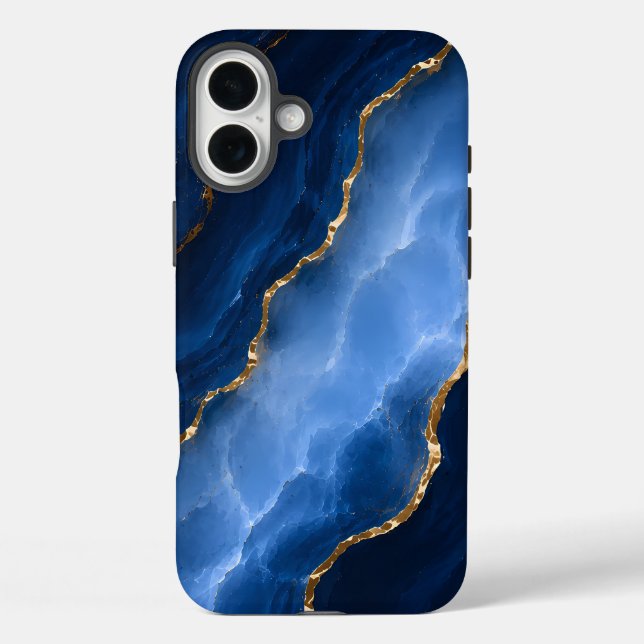 Coques Case-Mate iPhone Marbre bleu saphir de luxe (Verso)