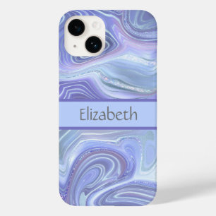 Coque Case-Mate iPhone Marbre bleu violet argenté pailleté Agate