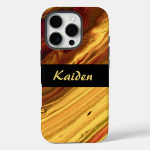 Coque iPhone 16 Pro Marbre bourguignon et or