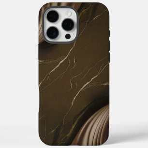 Coque iPhone 16 Pro Max Marbre Brown élégant avec design abstrait