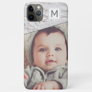Case-Mate iPhone Case Marbre chic et monogramme avec photo personnalisée