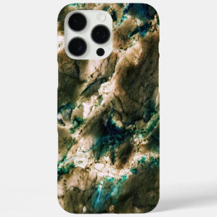 Coque iPhone 16 Pro Max Marbre coloré élégant Tan Brown et Aqua
