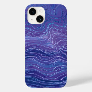 Coque Case-Mate iPhone Marbre de dentelle bleu lavande Acrylique Abstract
