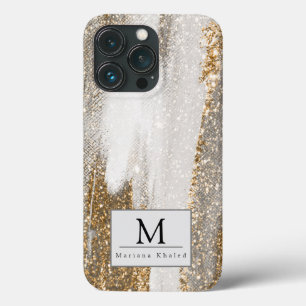 Case-Mate iPhone Case Marbre de luxe Gold Strokes blanc et gris