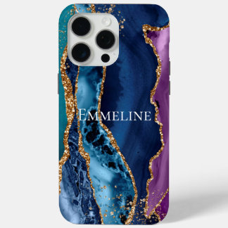 Coque Case-Mate iPhone Marbre de Parties scintillant bleu bleu turquoise