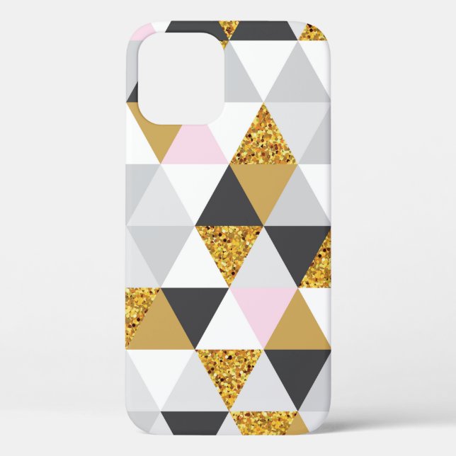 Coques Case-Mate iPhone Marbre d'or géométrique sans couture motif (Verso)