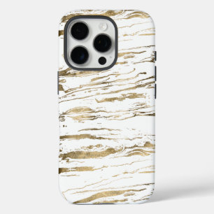 Coque iPhone 16 Pro Marbre doré Abstrait moderne