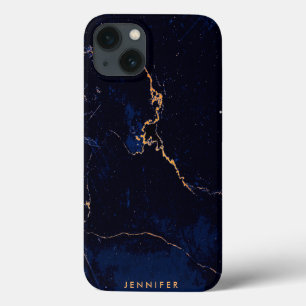 Case-Mate iPhone Case Marbre doré bleu marine