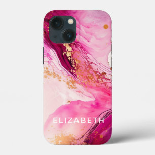 Case-Mate iPhone Case marbre doré rose paillettes nom personnalisé