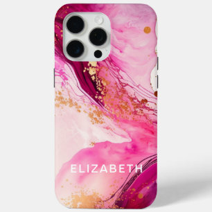 Coque Case-Mate iPhone marbre doré rose paillettes nom personnalisé