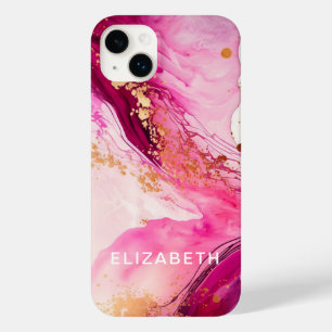 Coque Case-Mate iPhone marbre doré rose paillettes nom personnalisé