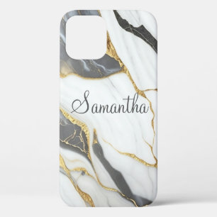 Case-Mate iPhone Case Marbre Élégant Personnalisé Or Gris & Blanc
