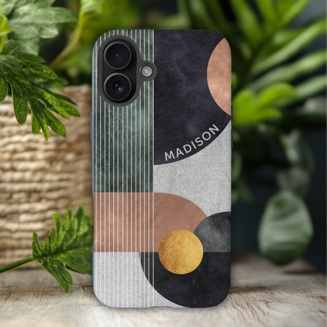 Coques Case-Mate iPhone Marbre Géométrique Abstrait Moderne Nom Personnali (Créateur téléchargé)