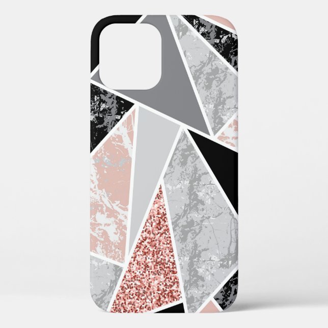 Coques Case-Mate iPhone Marbre géométrique avec Parties scintillant rose : (Verso)