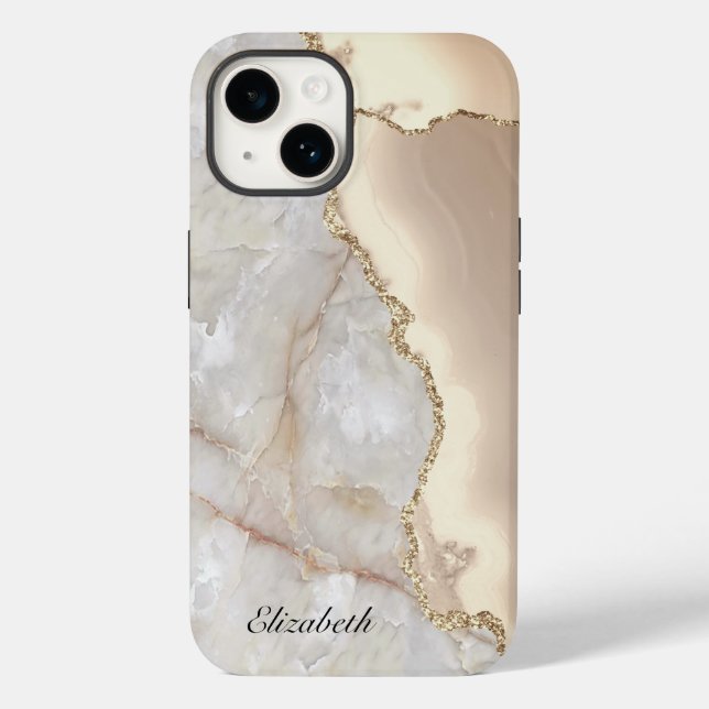 Coques Case-Mate iPhone Marbre géométrique doré crème Cool   (Verso)