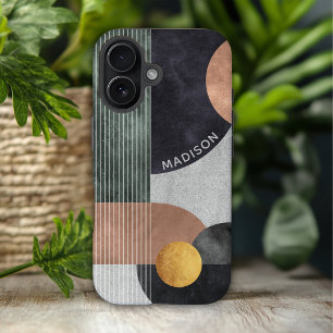 Coque Pour iPhone 16 Marbre géométrique moderne Abstrait Nom personnali