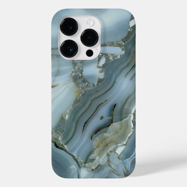 Coques Case-Mate iPhone Marbre Gris Bleu avec Veine d'Or (Verso)