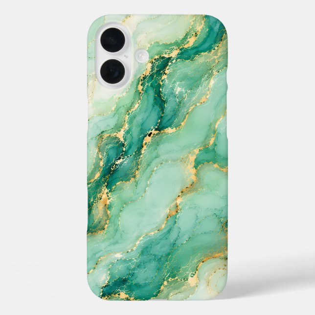 Coques Case-Mate iPhone Marbre Luxe Menthe & Or (Verso)