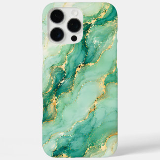 Coque iPhone 16 Pro Max Marbre Luxueux Vert et Or