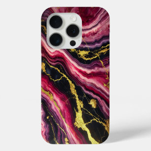 Coque Case-Mate iPhone Marbre magenta avec des flux d'or et de noir