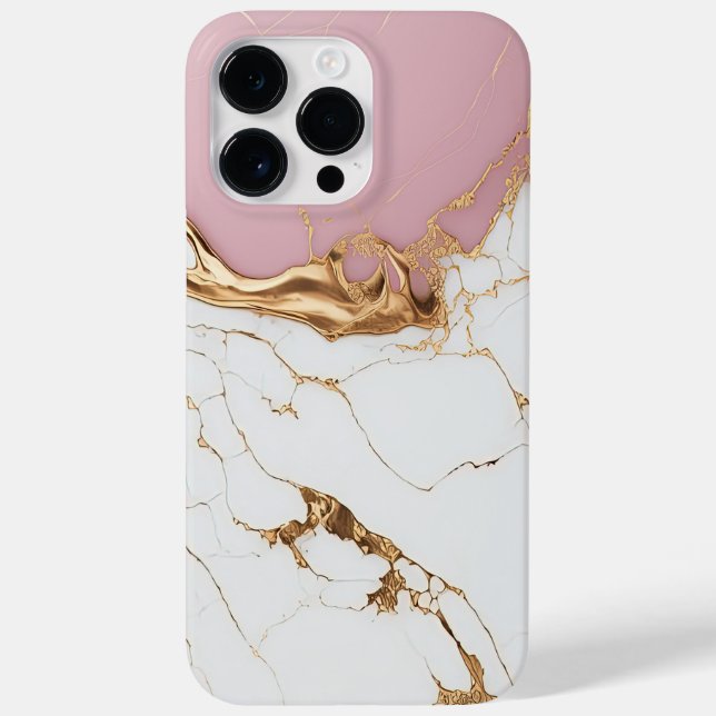 Coques Case-Mate iPhone Marbre Moderne Luxueux Chic Blanc Rose Or  (Verso)
