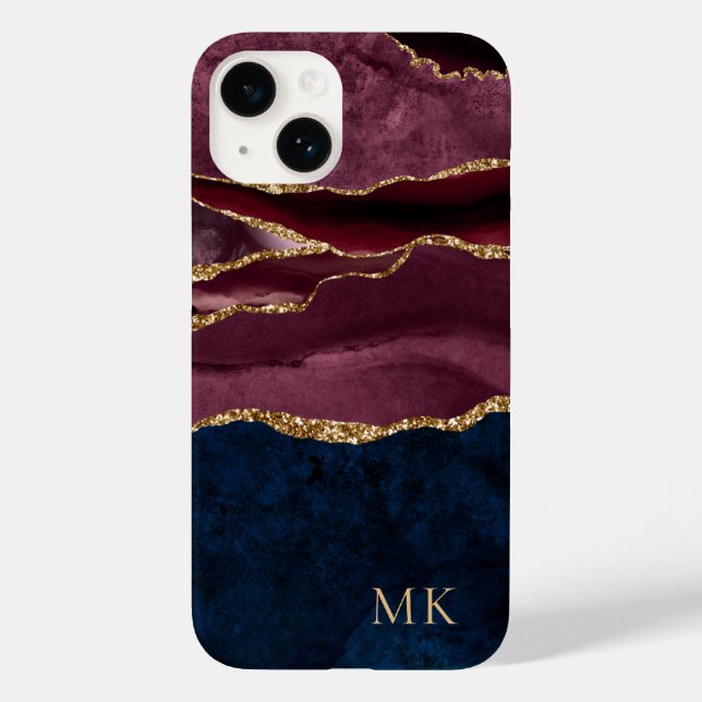 Coques Case-Mate iPhone Marbre Moderne Or, Bourgogne & Agate Navy (Verso)
