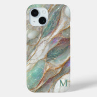 Marbre Monogramme Perle Mère Veines D'or Luxe