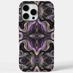 Coque iPhone 16 Pro Max Marbre Mystic Amethyst Design en or fluide foncé